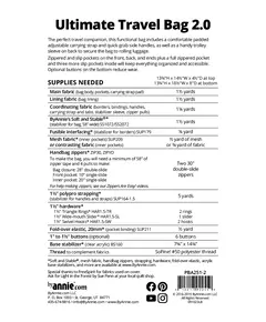 By Annie Ultimate Travel Bag 2.0 Pattern Pattern - Supplies Needed