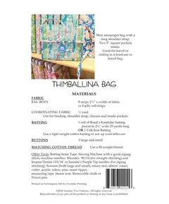 Thimballina Bag Pattern AT211by Aunties Two - Material Requirements