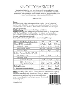Knotty Baskets Pattern AT213 by Aunties Two - Project requirements
