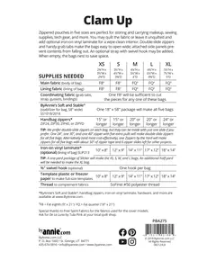 By Annie Clam Up Zippered Pouches Pattern - Supplies Needed
