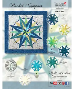 Pocket Compass Quilt Pattern by Judy Niemeyer - Image of Fabric colourway and requirements