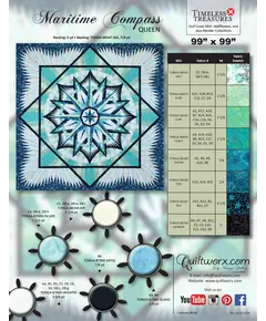 Maritime Compass Queen by Judy Niemeyer - Image of Fabrics Required to make this colourway