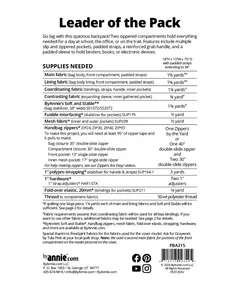 By Annie Leader of the Pack Bag Pattern - Supplies Needed