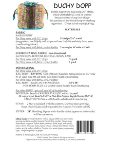 Duchy Dopp Bag Pattern by Aunties Two AT654 - Materials List
