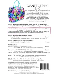 Giant Poppins Bag Pattern by Aunties Two AT649 - Material Requirements
