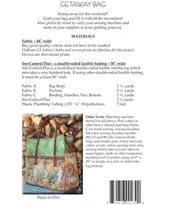 Getaway Bag Pattern AT239 by Aunties Two - Project Requirements