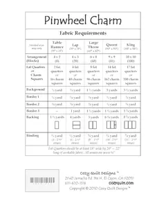 Pinwheel Charm Pattern by Cozy Quilt Designs - Material Requirements