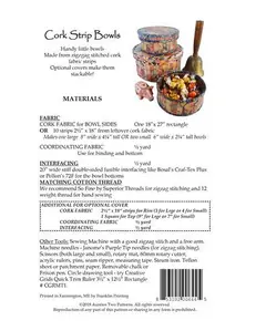 Cork Strip Bowls Bag Pattern by Aunties Two - AT644 - Fabric Requirements