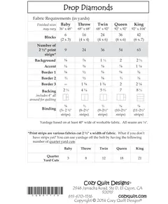 Drop Diamonds Pattern by Cozy Quilt Designs - See Video