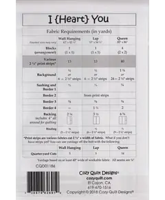 I {Heart} You Pattern by Cozy Quilt Designs - See Video