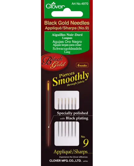 Clover Black Gold Applique Sharps Needles Size 9