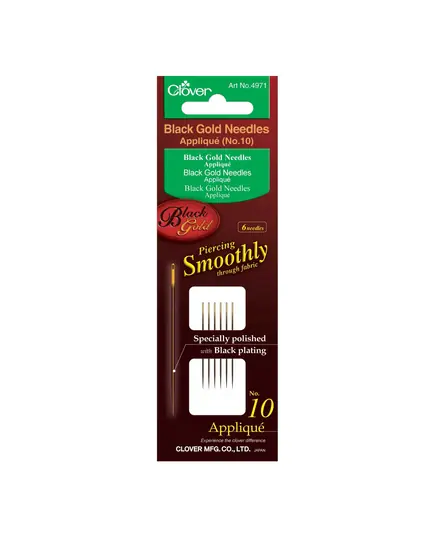 Clover Black Gold Applique Sharps Needles Size 10