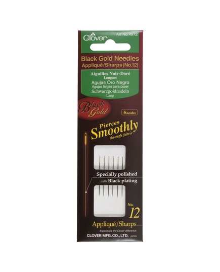 Clover Black Gold Applique Sharps Needles Size 12