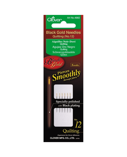 Clover Black Gold Quilting Needles Size 12
