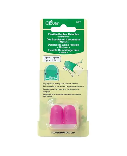 Clover Flexible Rubber Thimbles Medium 2 Pack Pink