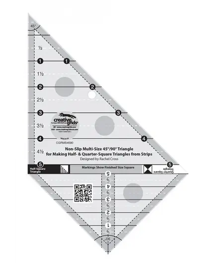 Creative Grids 45 degree and 90 degree Multi-Size Triangle Ruler #CGRMS4590