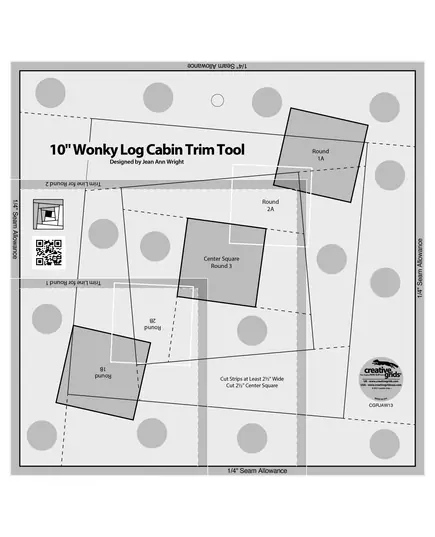 Creative Grids Wonky Log Cabin Trim Tool Ruler - 10in finished block- CGRJAW13