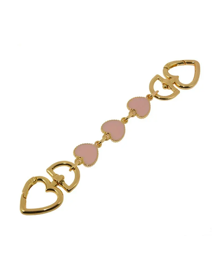 Heart Bag Handle Extenders Pink Hearts and Gold Colour Metal 17cm Long