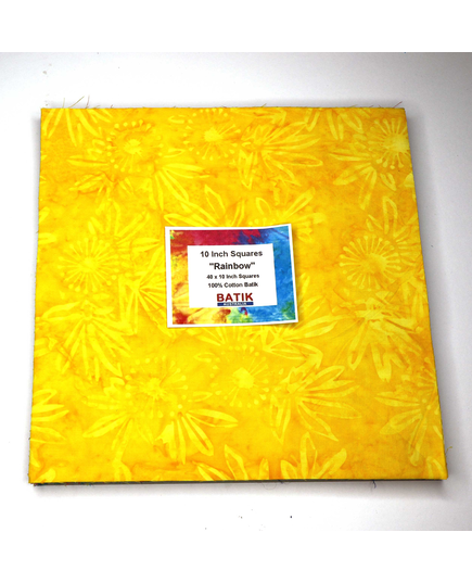 Rainbow 40 x 10" Fabric Squares AKA Layer Cake 
by Batiks Australia Image of the Pre-cut Fabric Squares ready for dispatch