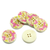 Natural Timber Pink and Green Flower Button 30 mm NT25