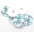Blue with White and Pink Flowers Button D11