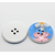 Blue with Pink and White Flower Button D21