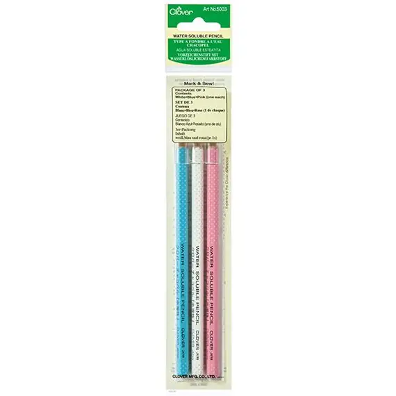 Water Soluble Pencil PINK, WHITE, BLUE SET of 3 by Clover