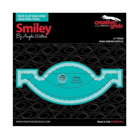 Smiley Creative Grids Non-Slip Free Motion Quilting Tool / Ruler SEE VIDEO