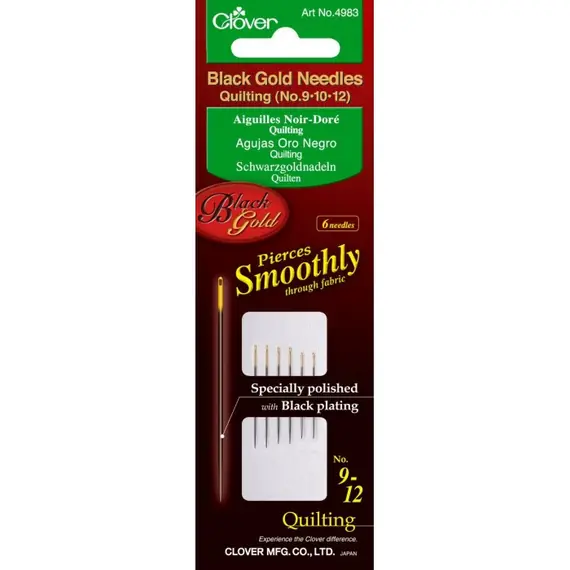Clover Black Gold Quilting Needles Sizes 9 - 10 - 12