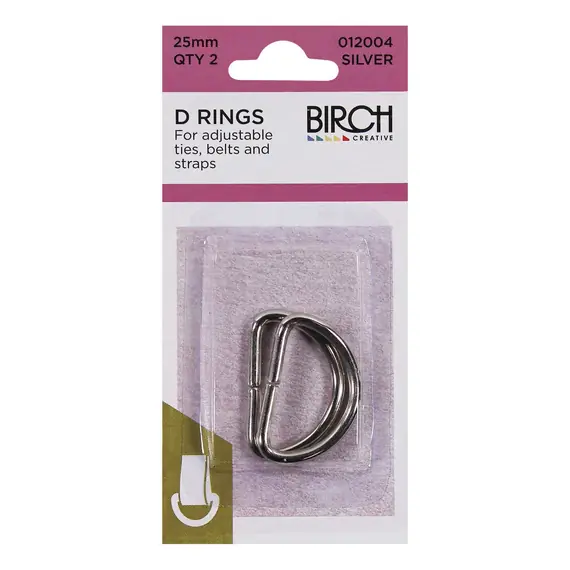 D Rings Silver 25mm x 2 by Birch Haberdashery