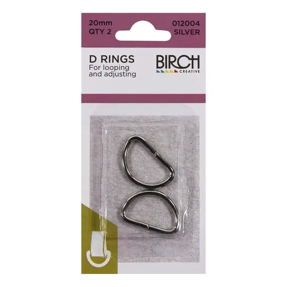 D Rings Silver 20mm x 2 by Birch Haberdashery