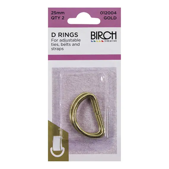 D Rings Gold 25mm x 2 by Birch Haberdashery