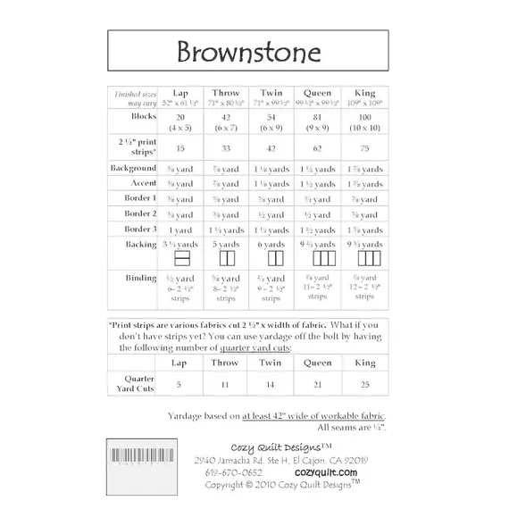 Brownstone Pattern by Cozy Quilt Designs