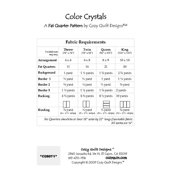 Color Crystals Pattern by Cozy Quilt Designs