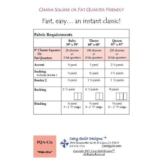 Classic Charm Pattern by Cozy Quilt Designs