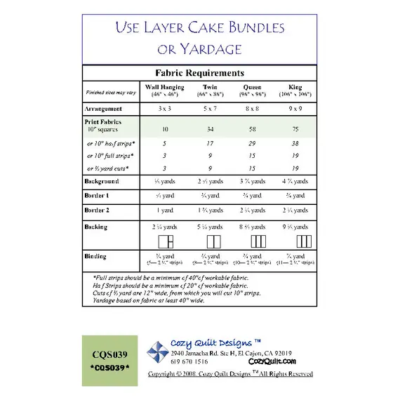 Classic Coffee Layer Pattern by Cozy Quilt Designs