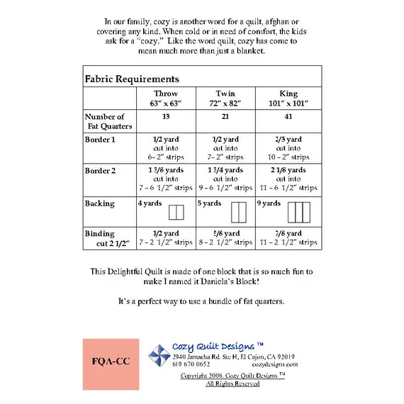 A Fat Quarter Anonymous Pattern! This classic design is a great way to use those sophisticated fat quarter bundles! The background gives the pattern shape, letting the colors of the fat quarters dazzle and sparkle like color crystals.