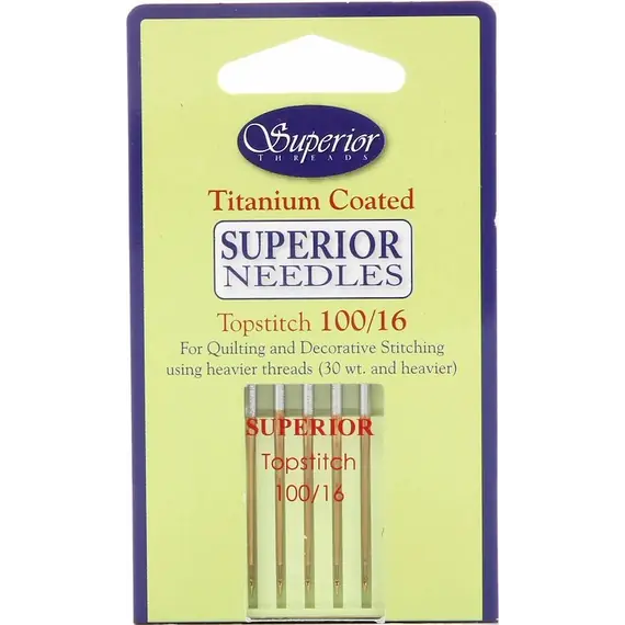 Superior 100/16 Topstitch Titanium Machine Needles SEE VIDEO
