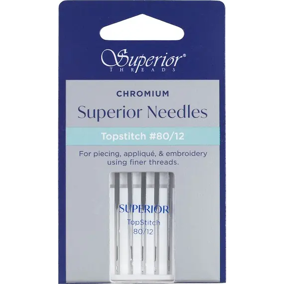 Superior 80/12 Topstitch Chromium Machine Needles