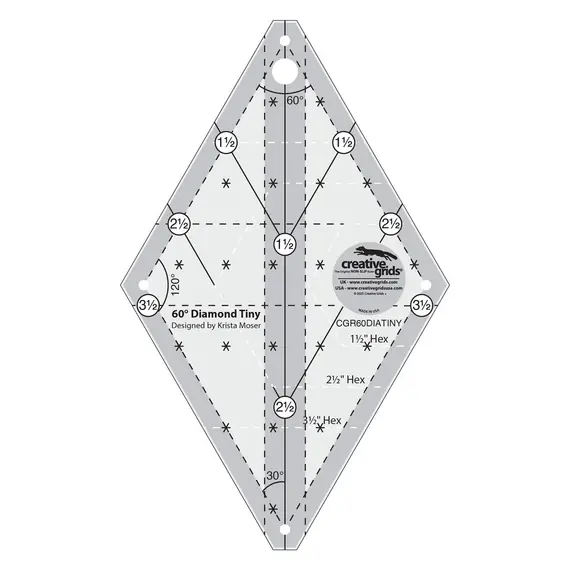 Creative Grids 60 Degree Tiny Diamond Ruler  CGR60DIATINY - SEE VIDEO