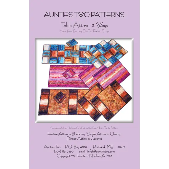 Table Attire - 3 Styles Bag Pattern by Aunties Two AT247 - Image of Pattern Cover