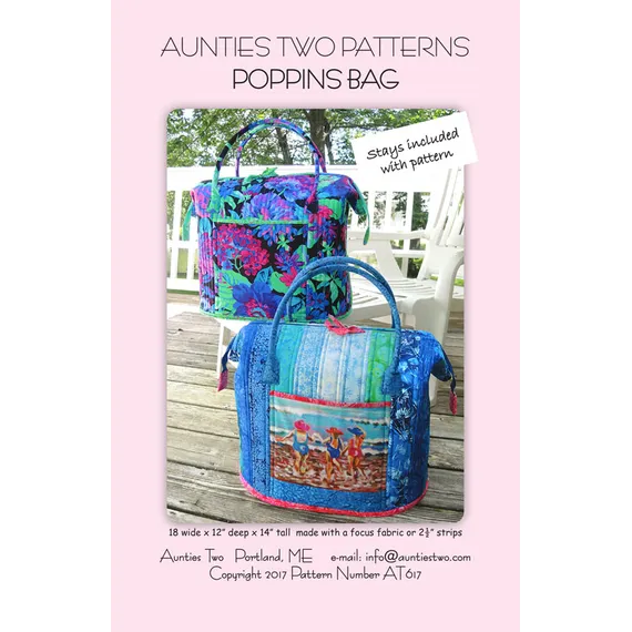 Poppins Bag Pattern AT617 by Aunties Two - Image of Pattern Cover