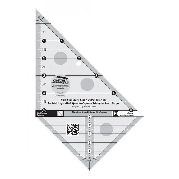 Creative Grids 45 degree and 90 degree Multi-Size Triangle Ruler #CGRMS4590