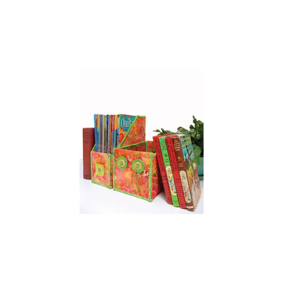 Fused and Folded Box Pattern AT241 by Aunties Two - Images of completed boxes