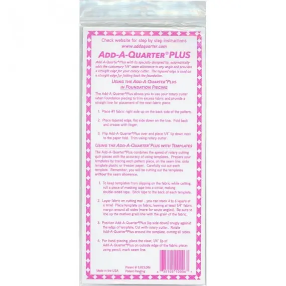 Add A Quarter Ruler 12" Plus Pink
