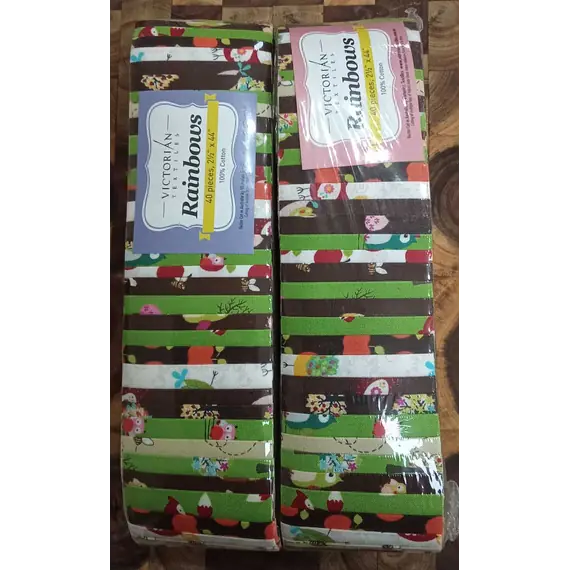 2 x Green Critter Rainbows aka Jelly Roll Plus Free Buddies Star Quilt Pattern