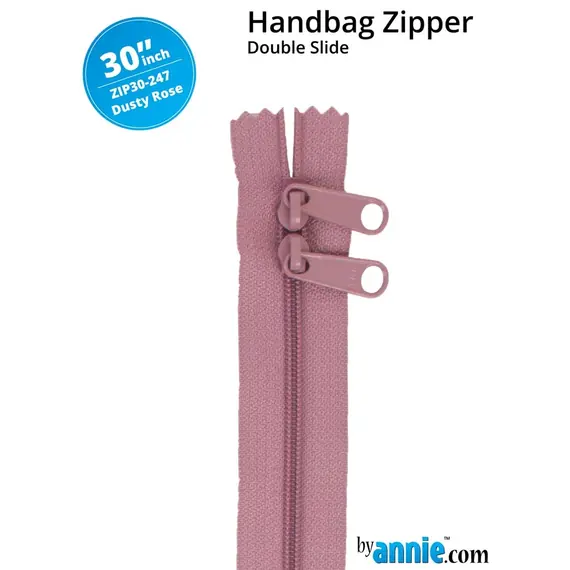 By Annie 30 Inch Handbag Zipper Dusty Rose - See Video