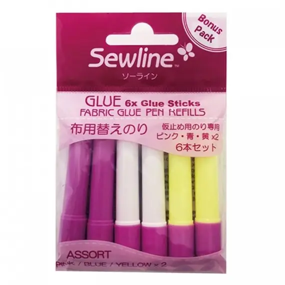 Variety Colour Fabric Glue Pen Refills x 6 by Sewline SEE VIDEO