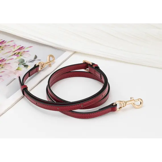 Leather Bag Handle Single Strap with Gold Buckle and Clips 95cm to 120 cms Multiple Colours Available - Burgundy
