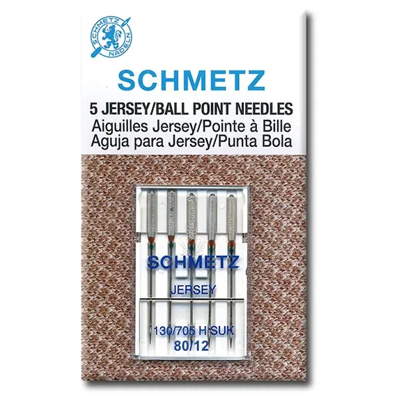 Schmetz 80/12 Machine Needle Ballpoint (Jersey) - Packet of 5